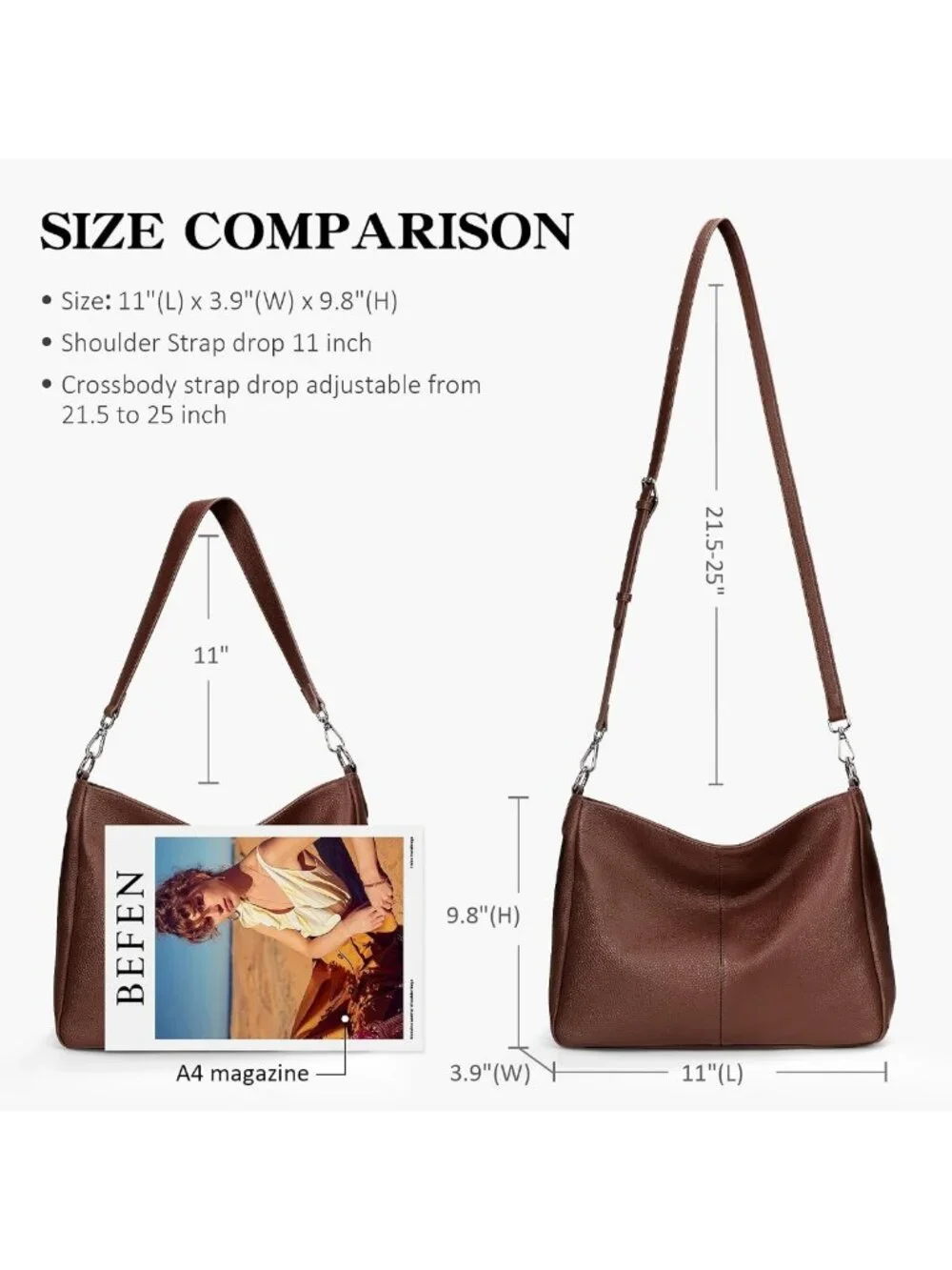 Soft Genuine Leather Hobo Bag for Women | Versatile Crossbody & Shoulder Purse